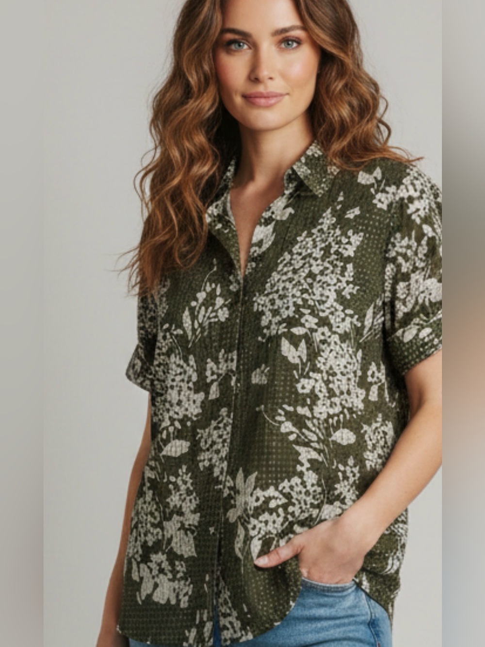 Lafayette 148 New York Hazel Exposed Blooms Blouse-Ficus Multi-Sz S-Like New